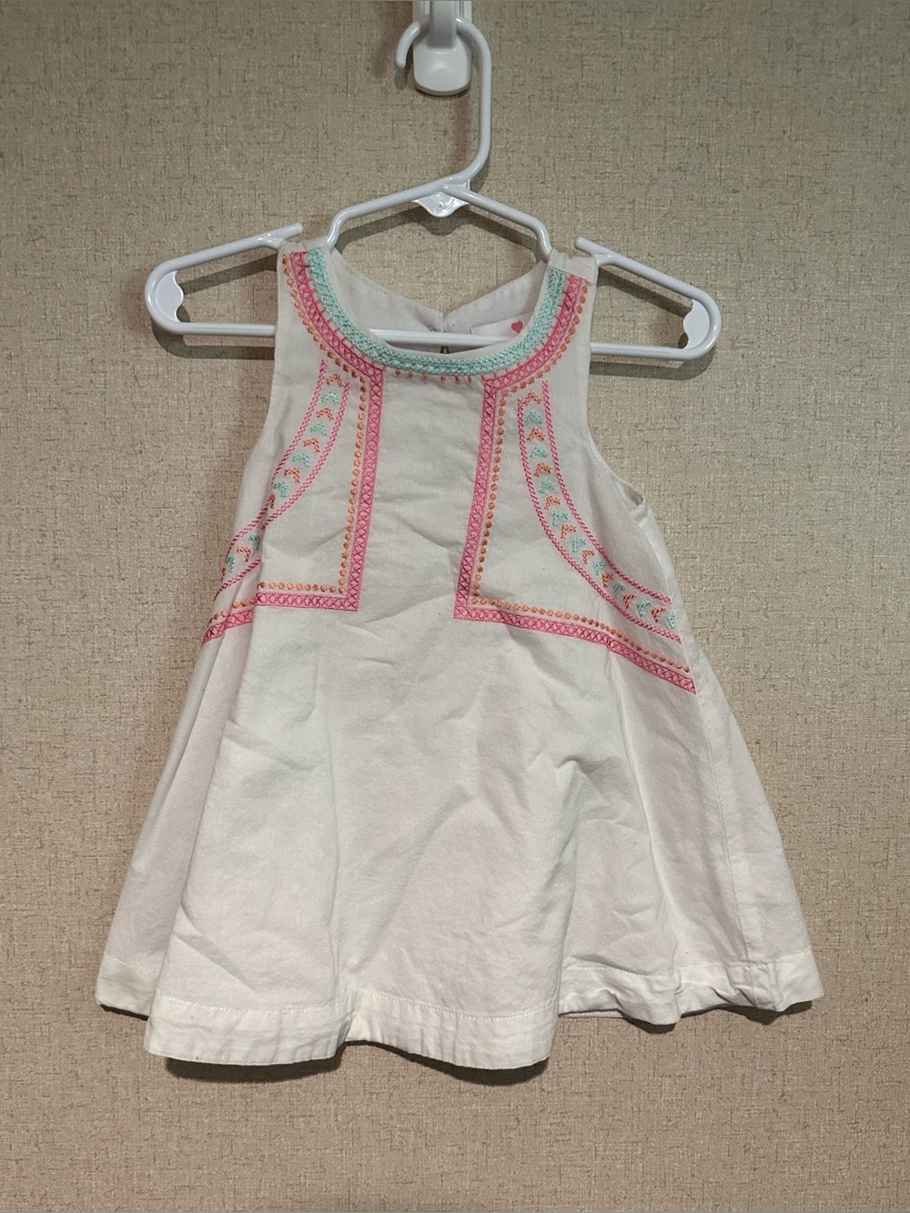 Lulurain 12M Embroidered White Kids Dress with Pink & Mint Accents